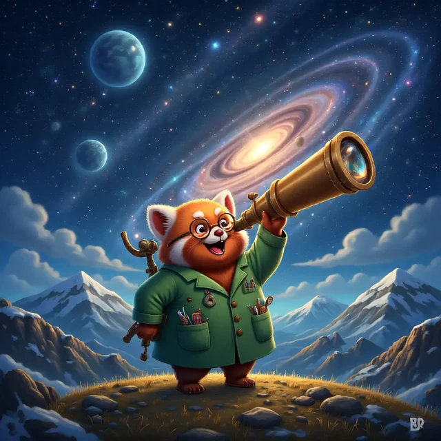 Professor Pip's Starry Adventure: A Red Panda's Journey Through the Cosmos Cover